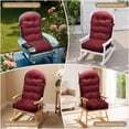 thumbnail image 3 of Millsilo Rocking Chair Cushion 44" x 19" x 4", One-Piece Connected Back & Seat Chair Pad, Indoor Tufted High Back Cushion with Non-Slip Base, Secure Ties, Red, 3 of 9