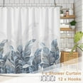 thumbnail image 6 of Blue Leaves Shower Curtain, Modern Plants Floral Leaves Bathroom Curtain, Minimalist Natural Botanical Shower Curtain Set with 12 Hooks for Bathroom, 72Wx84L, 6 of 6