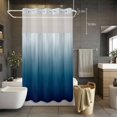 thumbnail image 5 of No Hook Shower Curtains with Snap-in Liner Set, Navy Blue Ombre Waterproof Hotel Style Bathroom Shower Curtain, Contemporary Gradient Abstract Art Breathable Mesh Top Window Bath Curtains 36''x72'', 5 of 9