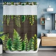 thumbnail image 6 of No Hook Shower Curtains with Snap-in Liner Set, Spring Leaves Waterproof Hotel Style Bathroom Shower Curtain, Pastoral Garden Botanical Brown Wooden Breathable Mesh Top Window Bath Curtains 48''x72'', 6 of 9
