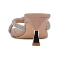 thumbnail image 2 of NINE WEST Womens Beige Rhinestone Blonde Square Toe Kitten Heel Slip On Heeled Sandal 8.5 M, 2 of 4