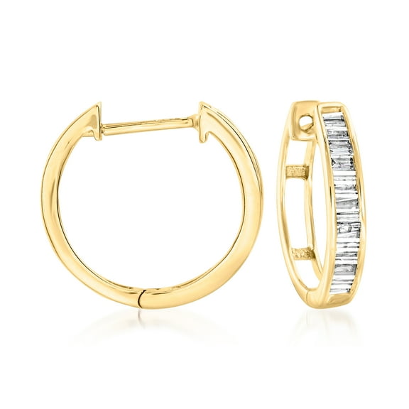 Ross-Simons 0.20 ct. t.w. Diamond Huggie Hoop Earrings in 14kt Yellow Gold, Women's, Adult