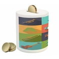 thumbnail image 2 of Music Piggy Bank, Colorful All Jazz Equipment Set on Flat Design Funky Music Graphic Design, Ceramic Coin Bank Money Box for Cash Saving, 3.6" X 3.2", Multicolor, by Ambesonne, 2 of 4