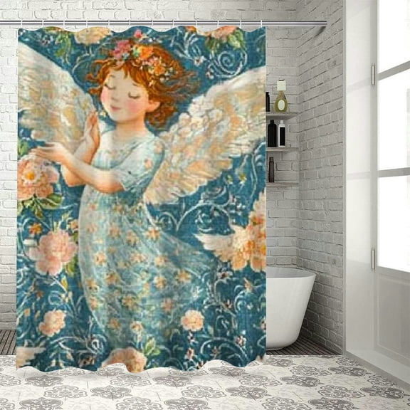 Autua Angels Flowers Chic Modern Bathroom Decor Shower Curtain 36"x72