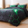 thumbnail image 4 of Btargot 5Pcs 3D Gaming Geometric Lightweight Queen Bedding Comforter Set Game Console Bed-in-a-Bag Green, 4 of 9