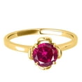 thumbnail image 2 of Mauli Jewels Rings for Women 0.45 Carat Beautiful Flower Shaped Created Ruby Ring 4-prong 10K Yellow Gold, 2 of 7
