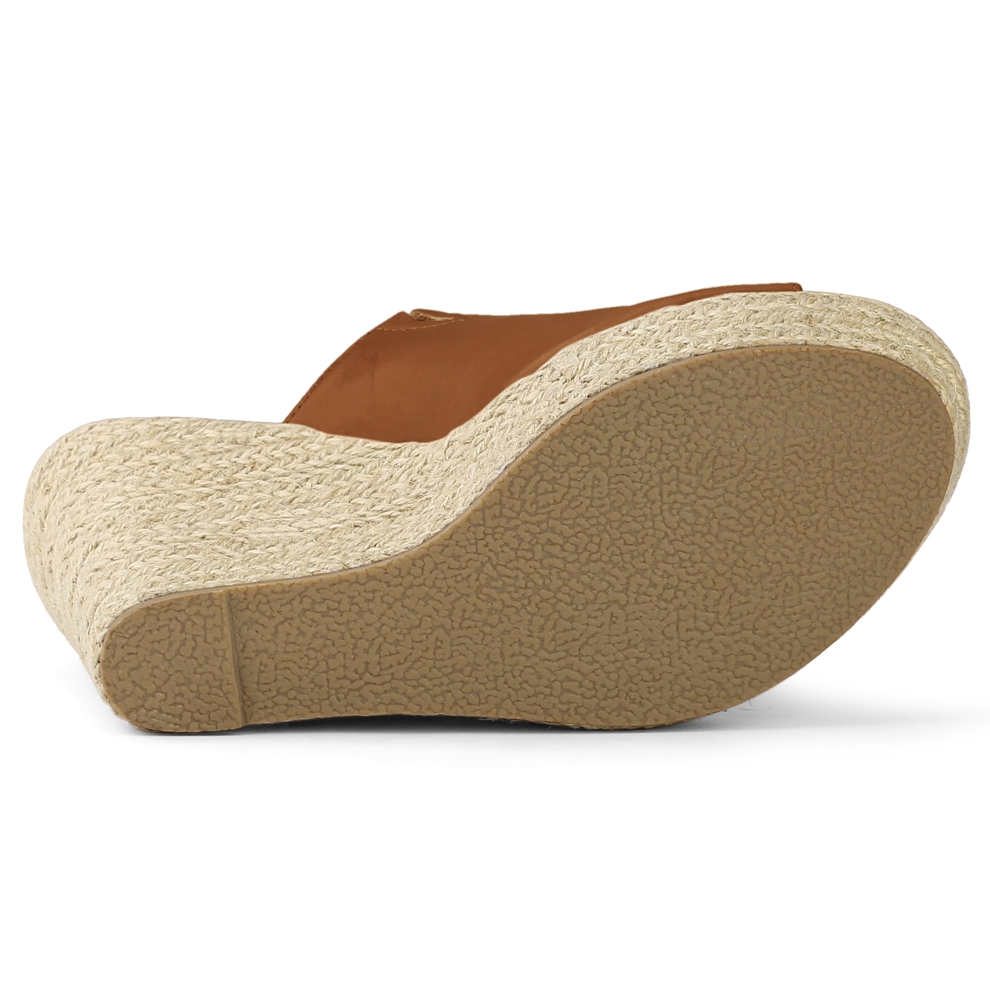 DARING DIVA Women's Slip on Platform Sandals Espadrilles Wedges Slides Mules Brown 10