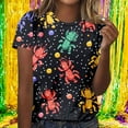 thumbnail image 2 of QQAMB Mardi Gras Shirt for Women Crewneck Carnival Outfits Holiday Party Short Sleeve Graphic Tees Multicolor 3XL, 2 of 6