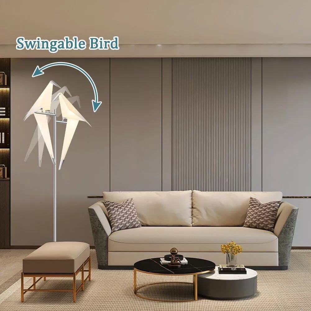 FINE MAKER Paper Crane Floor Lamp, Gold Finish