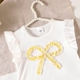 thumbnail image 7 of CAICJ98 Toddler Girls Clothes Summer Short Sleeve T-Shirt + Striped Skort 2pcs Bow Outfit Set for Girls (Yellow,6-7 Years), 7 of 7