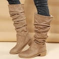 thumbnail image 4 of Purcolt Mid-Calf Boots for Womens Vintage Trendy Ruched Pointed Toe Block Heel Booties Comfort Casual Non-Slip Pull-on Western Cowgirl Boots, 4 of 7
