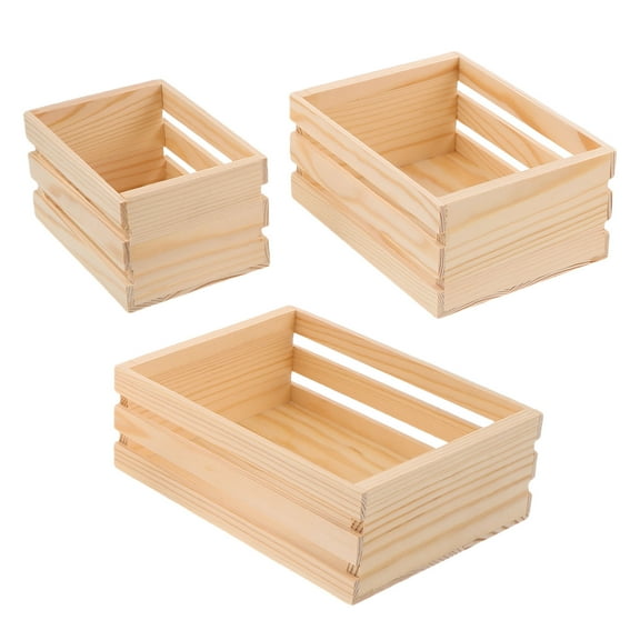 LOLIPPYY Set of 3 Wooden Rustic Nesting Crates for Birthday Party Decor and Storage Solutions