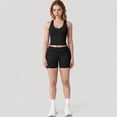 thumbnail image 2 of Women's V-Neck Cropped Tank Top with Racer-Inspired Straps and Smooth Contour Fit for Activewear - Small, Black, 2 of 7