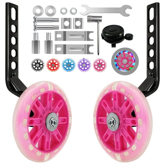 Bicycle Training Flash Wheels, Children's Bike Stabilizers Support Wheels Bike Steel Frame for 12 14 16 18 20 Inch Kids Riding Safety Equipment