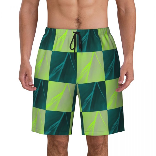 Colorful Colorblock Gym Shorts Summer Checkerboard Casual Beach Shorts Males Surfing Comfortable Custom DIY Swimming Trunks