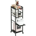 thumbnail image 3 of DJZ 4-Tier Kitchen Storage Shelves, Adjustable Carbon Steel Shelves for Storage Pantry Shelves with Rolling Wheels, Storage Rack Shelving Unit Organizer for Bedroom Laundry Closet _Black, 3 of 13