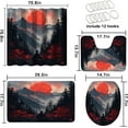thumbnail image 4 of 4 Pcs Samurai Bathroom Shower Curtain Set with Rugs,Toilet Lid Cover, Bath Mat Oil Painting Japanese Cherry Blossoms Art Shower Curtain with 12 Hooks, Durable Bathroom Decor Set, 4 of 6