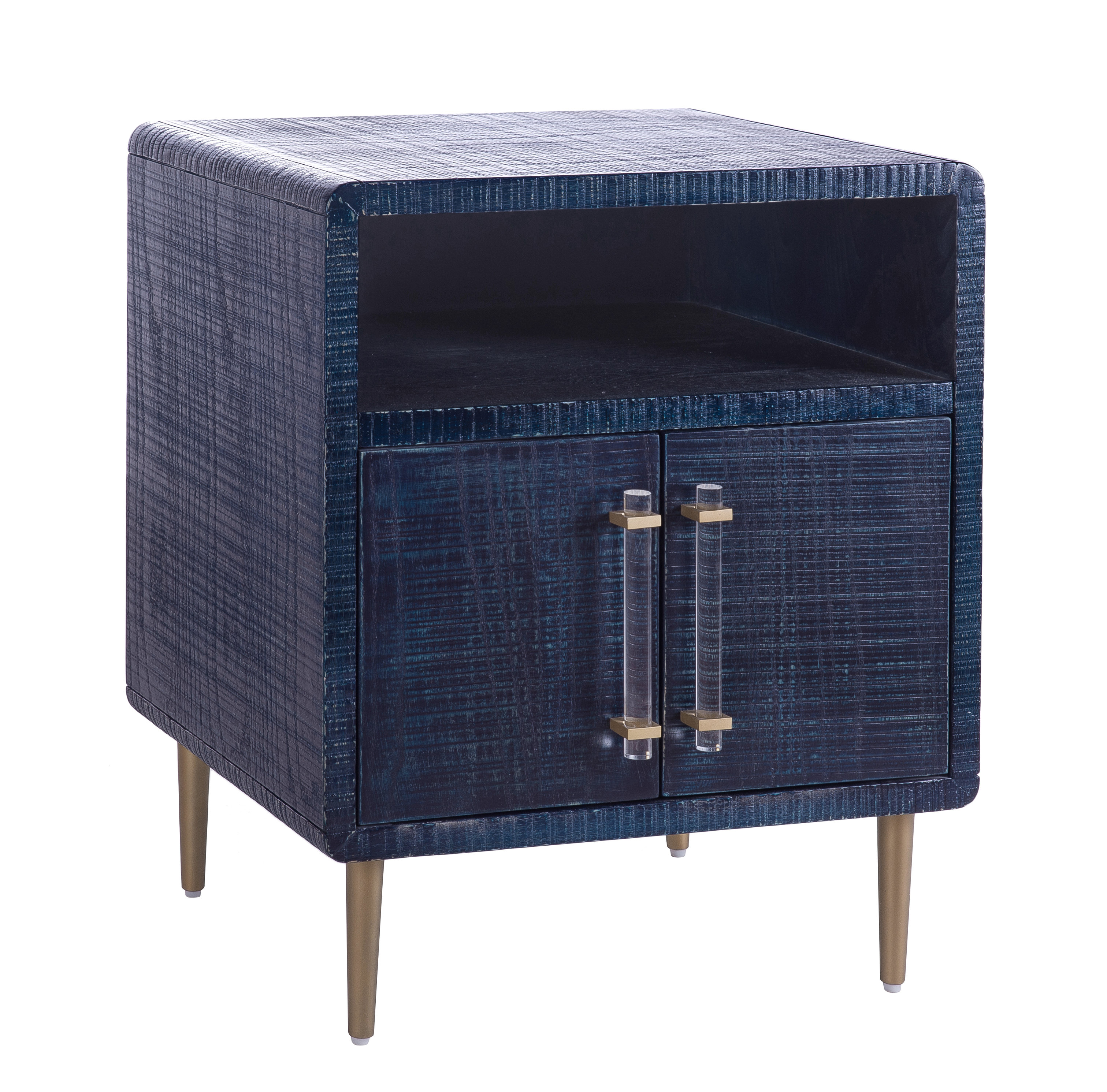 TOV Furniture Marco Textured Indigo Finish Side Table with Brass Legs - image 4 of 9
