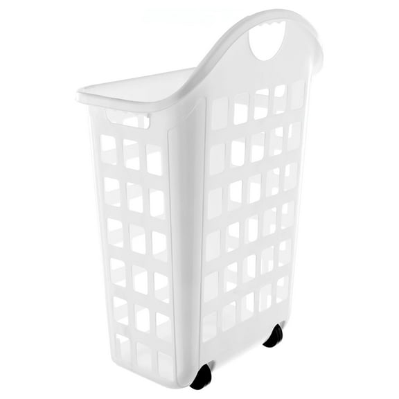 LN0435 2 Bushel Rolling Hamper in White