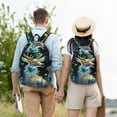 thumbnail image 6 of Lsque Colorful Stained Glass Deer Pattern Canvas Daypack, Durable Backpack, High-quality Versatile Backpack,Vintage Compact Backpack-Medium, 6 of 6