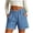#04 Light Blue 【Mix & Match: Stock Up on Your Favorite Colors】, variant on Women's Relaxed Denim Shorts, Mid Rise, Rolled Hem, Classic 5 Pocket Styling, Soft Stretch Denim, Casual Everyday Wear, Versatile Summer Shorts, Comfortable | TruBelle,Blue M