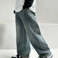 thumbnail image 1 of Odeerbi 5-15 Años Niños Niñas Jeans de Piernas Anchas Pantalones de Denim de Color Sólido Pantalones de Vaquero Deportivos Casuales Guapos, 1 of 7