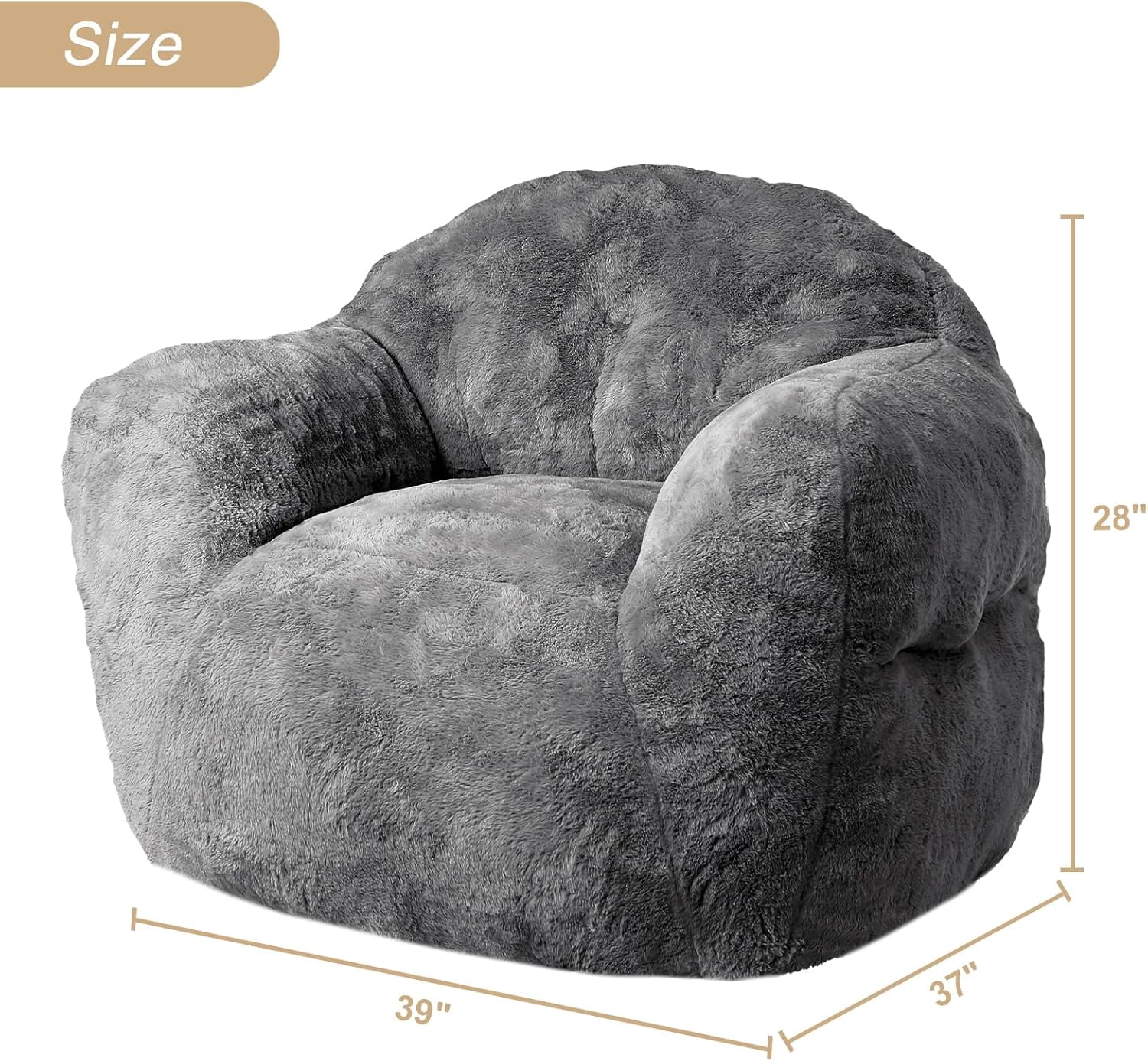 Historyli Compact Bean Bag Chair for Adults, Space-Saving Lounge Chair with Ergonomic Backrest & Wide Armrest, High Density Foam Filler, for Apartment