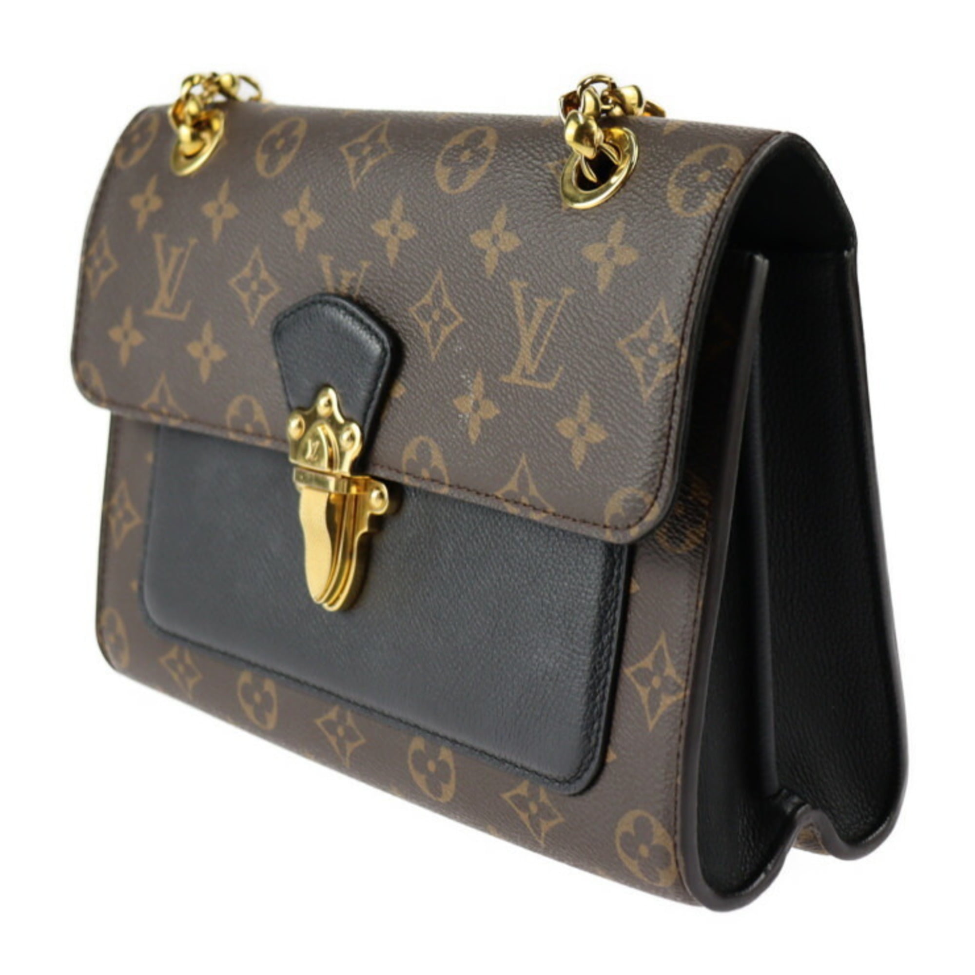 Pre-Owned LOUIS VUITTON Louis Vuitton Victoire Shoulder Bag M41730 Monogram  Canvas Calfskin Brown Black Gold Hardware Chain (Good) - Walmart.com
