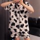 thumbnail image 3 of Conjunto de pijamas de verano, transpirable, agradable para la piel, informal, suelto, lindo, con botones, manga corta, ropa de dormir para el hogar, patrón de vaca lechera M 150-163 cm 35-45 kg, 3 of 8