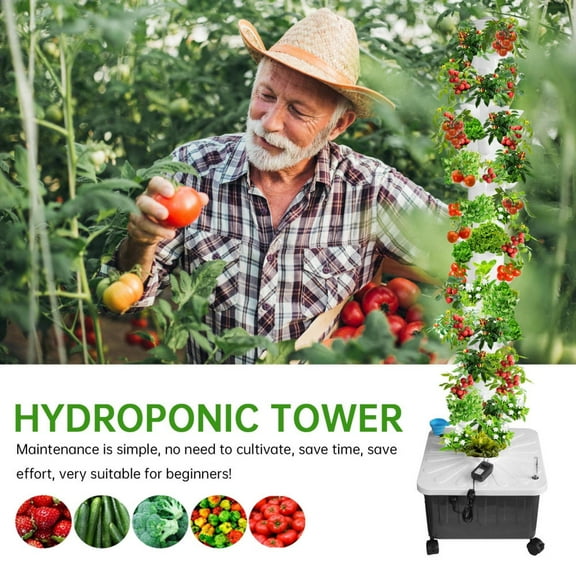 PWTOOL Hydroponic Tower Kit with 14 Layers 70 Slots Indoor Garden Tower for Home Apartment Gardening