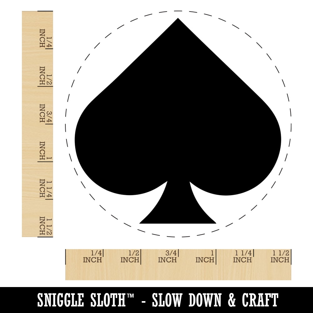 Card Suit Spades Self-Inking Rubber Stamp Ink Stamper - Black Ink - Large 1-1/2 Inch
