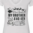 thumbnail image 4 of Inktastic Dear Santa, My Brother Did It Funny Christmas Women's V-Neck T-Shirt, 4 of 5