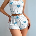 thumbnail image 4 of Conjunto de Pijama de 2 Piezas con Estampado Gráfico para Mujer, Top Corto y Pantalones Cortos de Verano, Conjuntos de Ropa de Dormir Acanalados. y Azul M, 4 of 5