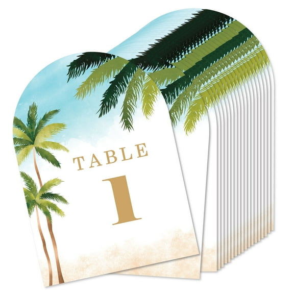 Big Dot of Happiness Beach Wedding Table Numbers Centerpieces, Double-Sided 5 x 7 inches Cards, Table Numbers - 1-20
