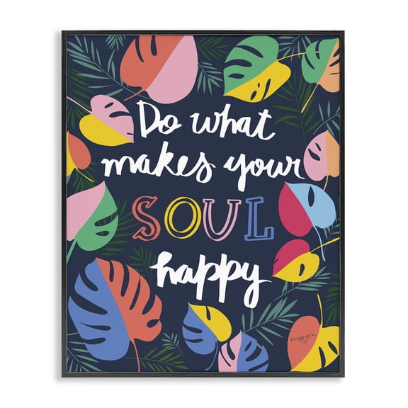 Stupell Industries Cottage Happy Soul Phrase Black Framed Giclee Art, 11 x 14, by Pragya Kothari