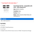 thumbnail image 2 of Front Brake Pad Set - Compatible with 2016 - 2022 Honda HR-V 2017 2018 2019 2020 2021, 2 of 2