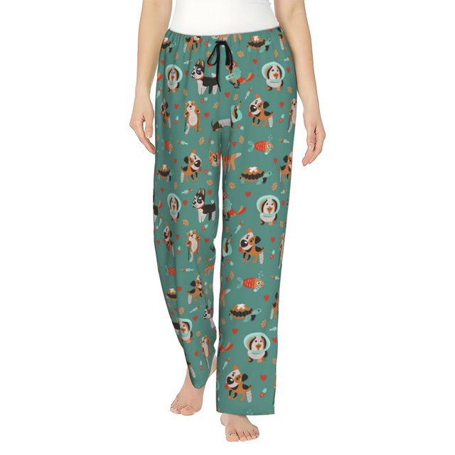 Fotbe Veterinary Clinics Pantalones de Pijama para Mujer, Pantalones de Dormir, Pantalones Pj con Cordón y Bolsillos-Small
