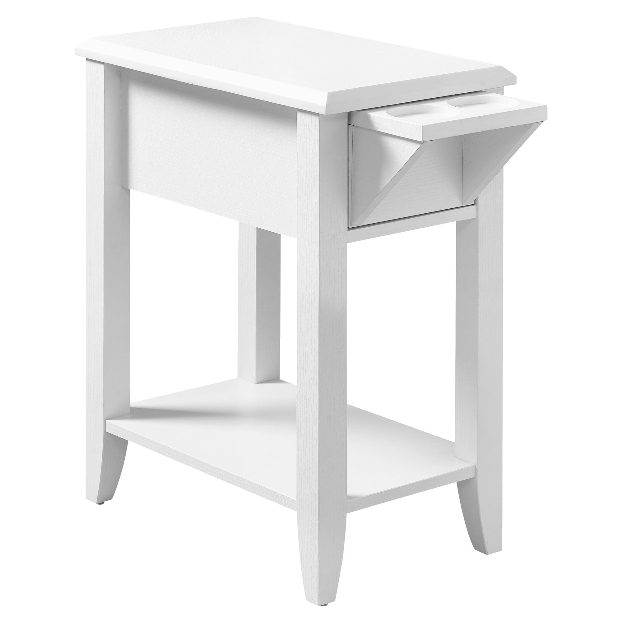 ACCENT TABLE 24"H / WHITE WITH A GLASS HOLDER