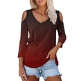 thumbnail image 2 of WZXFASHION Hauts pour Femmes à Manches 3/4 2025 Printemps Col Décontracté Tunique Imprimée T-Shirts à Manches Trois Quarts Hauts pour Femmes à 50 % de Rabais Liquidation T-shirt à Manches Longues pour Femme, 2 of 7