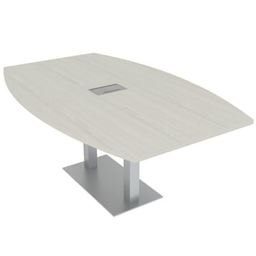 6 Person Boat Conference Table with Metal Base Data And Electric Unit