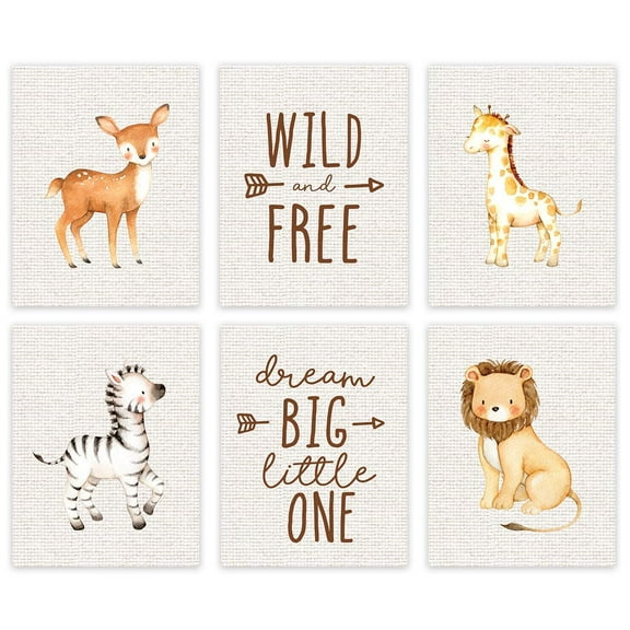Koyal Wholesale Burlap, Wild and Free, Dream Big Little One, Lion, Zebra, Giraffe, Nursery Room Hanging Wall Art