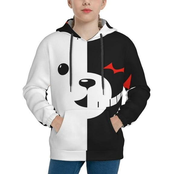 Danganronpa Monokuma Kids' Hoodie 3d Print Sweatshirt Soft Pullover Hooded With Big Pockets For Boys Or Girls Small