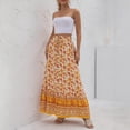 thumbnail image 5 of Baywell Womens Maxi Skirt Floral Printed Beach Pleated High Waisted A-Line Long Skirts, Yellow, XL, 5 of 12
