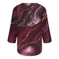 thumbnail image 2 of Hauts à Manches 3/4 pour Femmes Hauts Décontractés pour Femmes à Manches 3/4 Imprimé Col Rond Boutonné Tunique Basique T-Shirts Blouses T-Shirts pour Femmes Mode T-Shirts à Manches 3/4 pour Femmes, 2 of 5