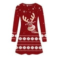 thumbnail image 6 of Womens Dresses Summer, Dresses for Women,Women's Fashion Casual Long Sleeve Christmas Party Dress with Snowflake Print Round Neck Elegant Holiday Attire, 6 of 6