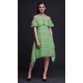 thumbnail image 4 of Bimba Tunique à Épaules Dénudées Imprimée Teinture sur Nœuds Verte pour Femmes Robe de Soirée Col Rond - Très Grande Taille, 4 of 6