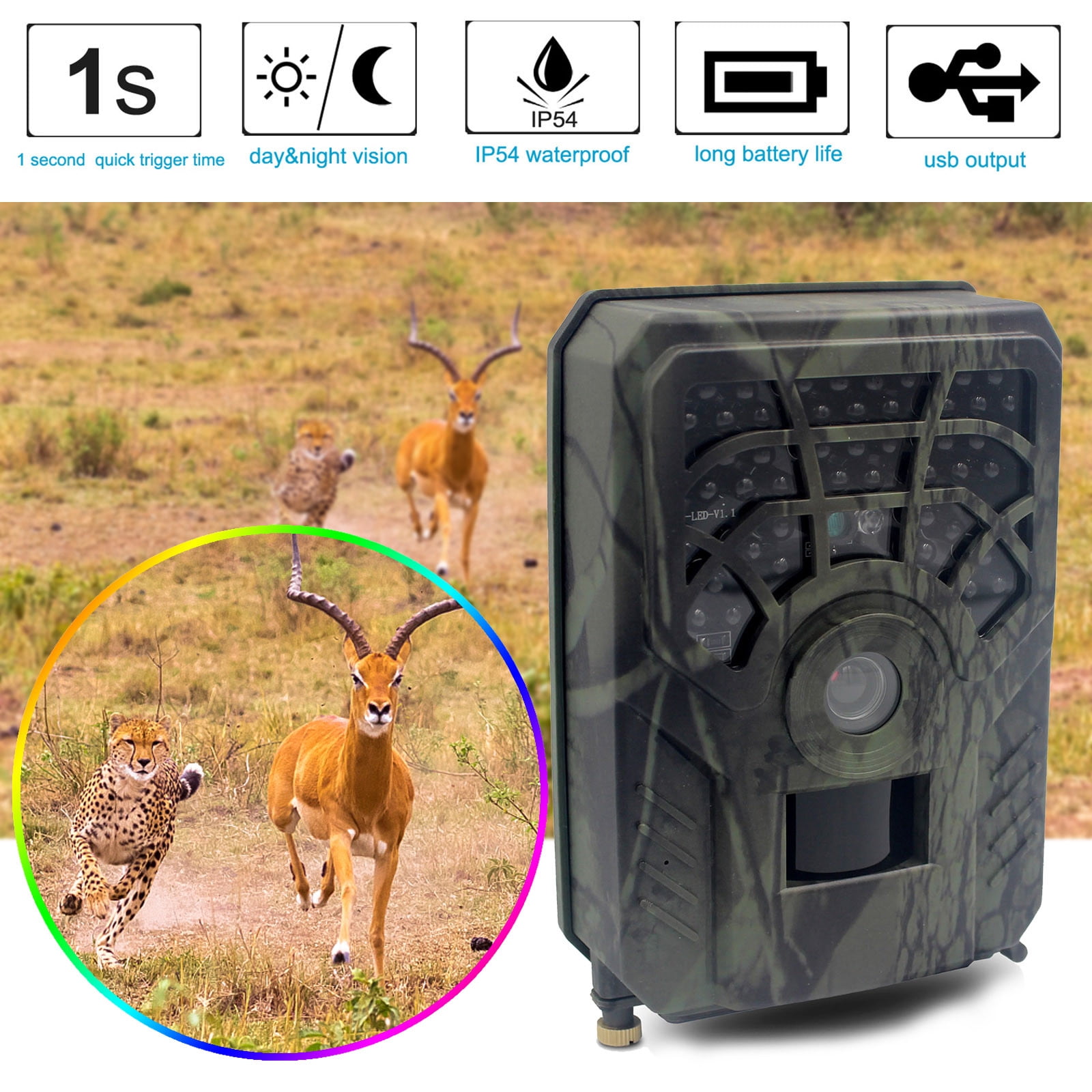 HD Hunting Trail Camera-Waterproof Monitoring Red Infrared Induction Outdoor Cam 