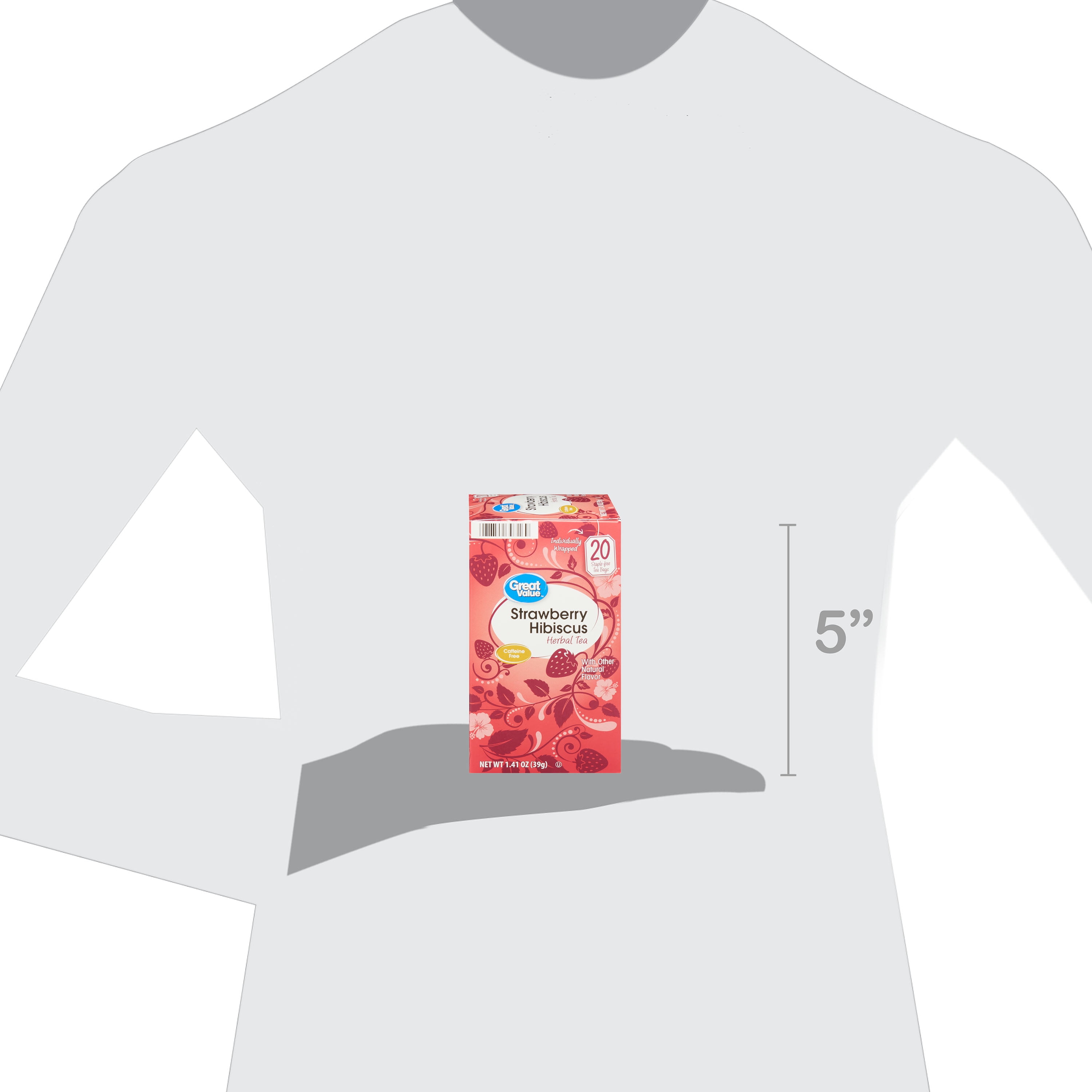 Great Value Strawberry Hibiscus Herbal Tea, 1.41 oz, 20 Count