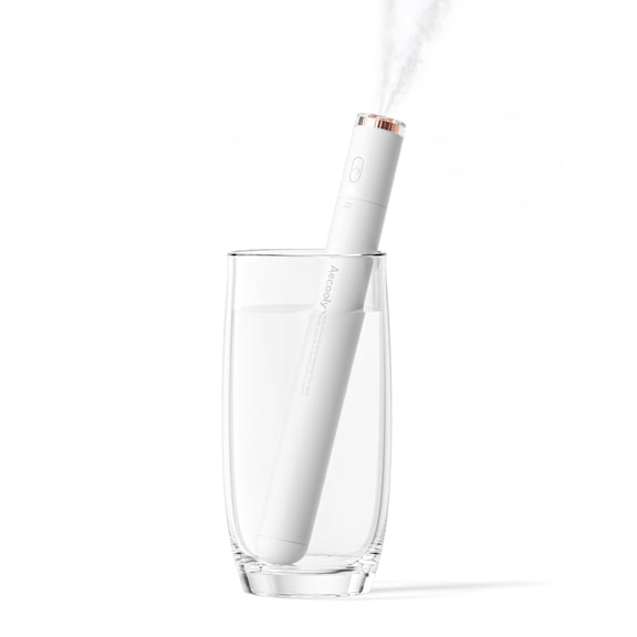Aecooly Ultra-Slim Portable Ultrasonic Cool Mist Humidifier, USB C Rechargeable, Cordless, up to 14 Hours, 2 Mist Modes, Low-Water Auto Shutoff, White