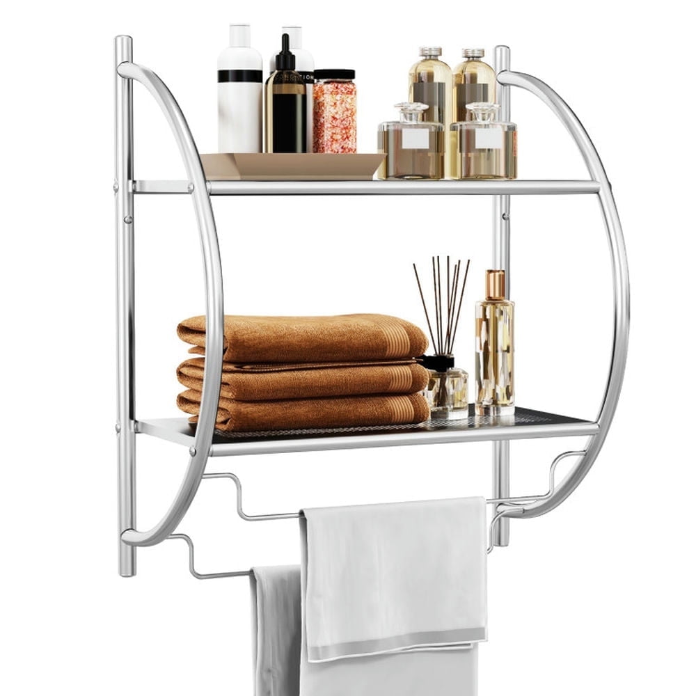 Demi Bonn Wall Mounted Towel Rack, Wall Mounted 2-Tier Bathroom Towel Holder with 2 Towel Bars, for Bathroom, laundry Room, Silver